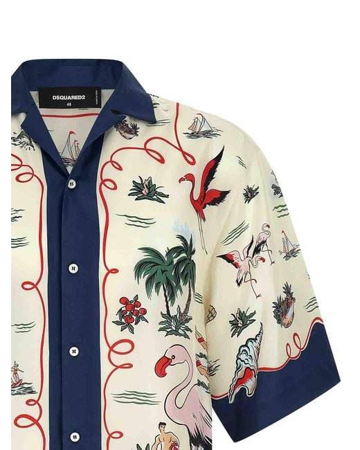 DSquared² Blue Printed Shirt for men