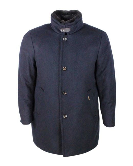 Moorer Blue Wool Blend Coat for men