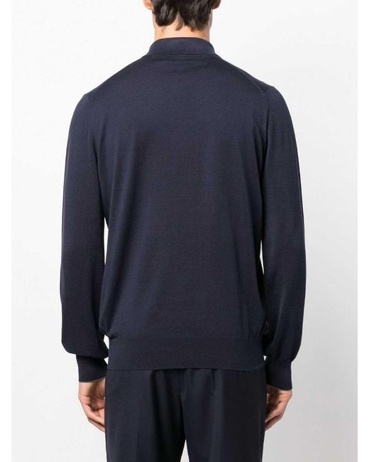 Brunello Cucinelli Blue Polo Neck Sweater for men