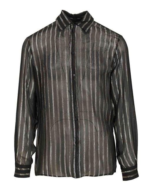 Valentino Garavani Black Silk And Lurex Chiffon Shirt for men