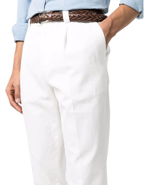 Brunello Cucinelli White Cotton Pants for men