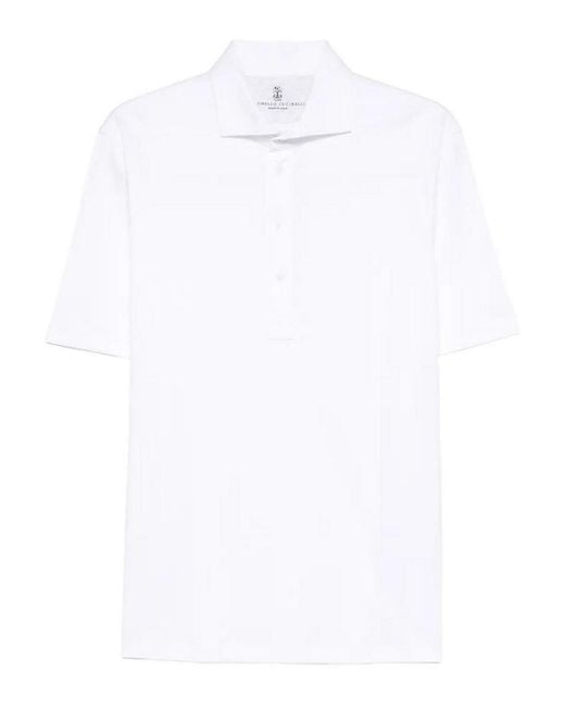 Brunello Cucinelli White Short Sleeve Polo for men