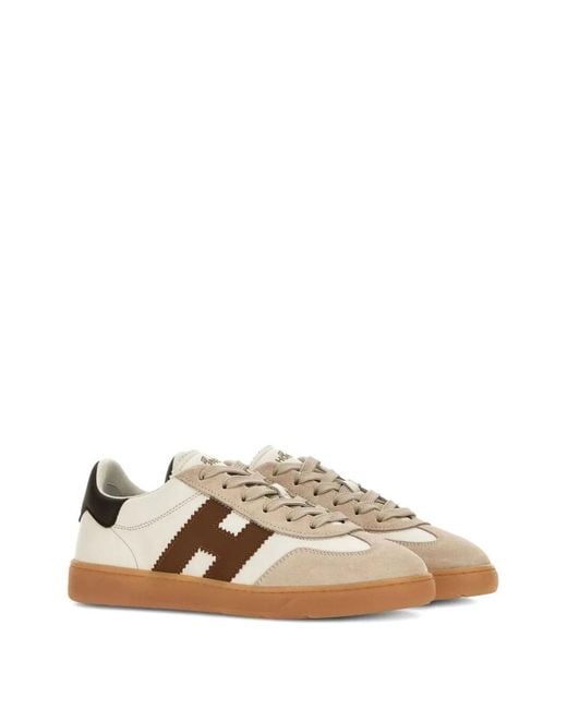 Hogan Brown Cool Smooth And Suede Leather Sneakers
