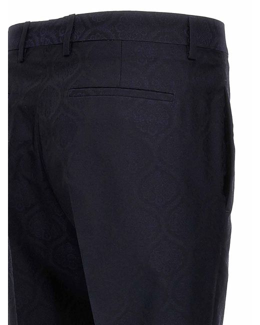 Etro Blue Jacquard Pants for men