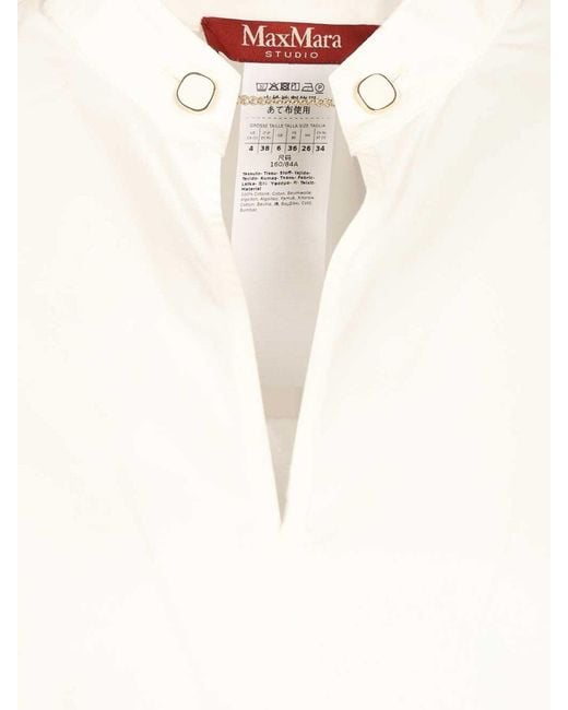 Max Mara White Cotton Satin Blouse Shirts