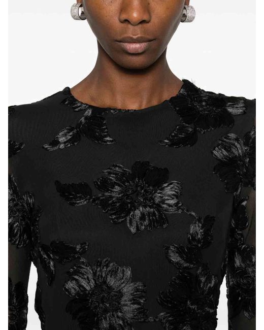 ROTATE BIRGER CHRISTENSEN Black Short Dress With Floral Print