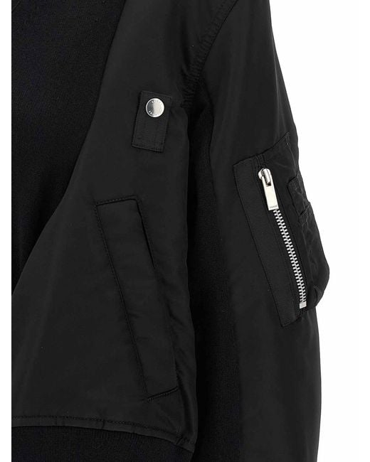 Sacai Black Nylon Insert Cardigan