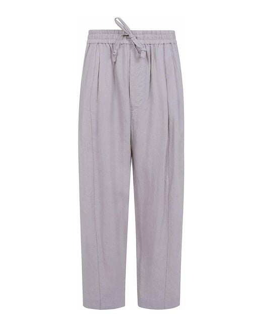 Ziggy Chen Gray Thin Stripe Drawstring Trousers for men
