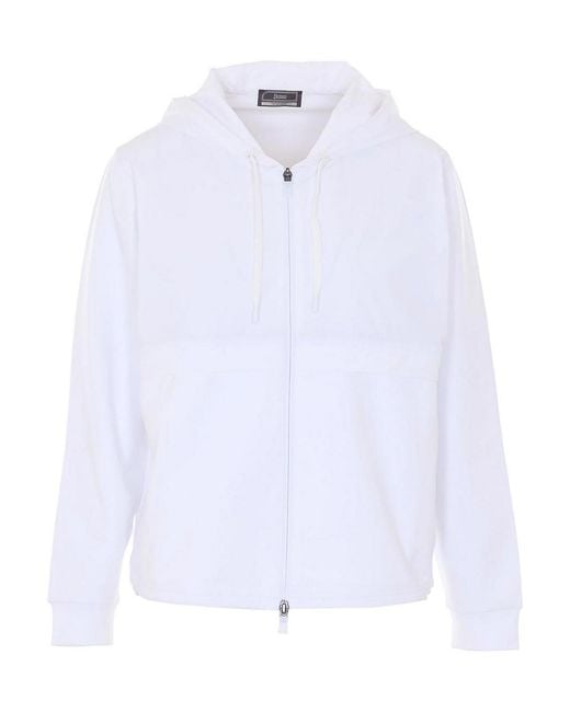 Herno White Zipped Hoodie