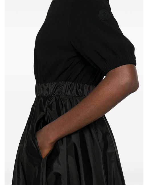 Moncler Black Satin Midi Dress