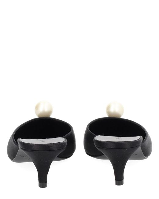 Magda Butrym White Silk Mule With Pearl