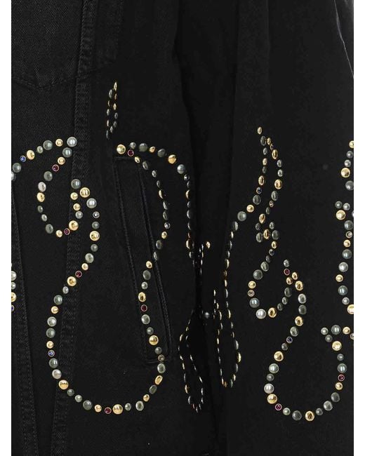 Amiri Black Studs Flames Trucker Jacket for men