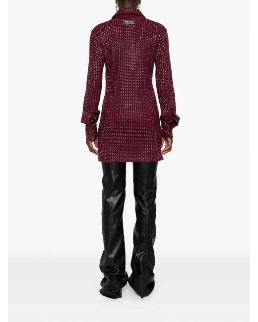 The Attico Purple The Embellished Long-Sleeved Dress