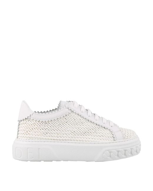 Casadei White Woven Calfskin Sneakers
