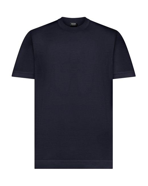 Zegna Blue Crew Neck T-Shirt for men