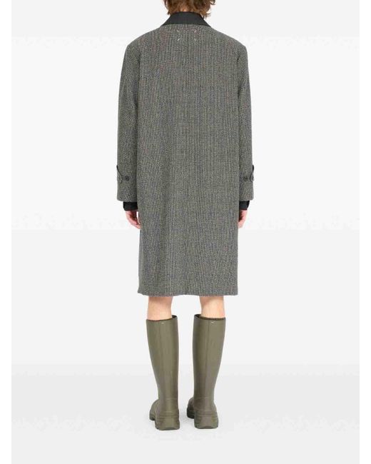 Maison Margiela Gray Long Single-Breasted Wool Coat for men