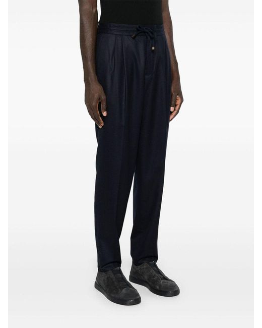 Brunello Cucinelli Black Wool Trousers for men