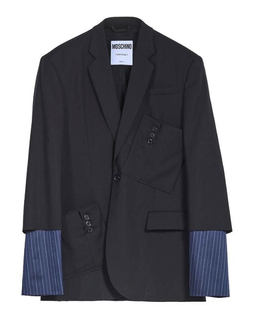 Moschino Blue Cut Sleeves Jacket for men