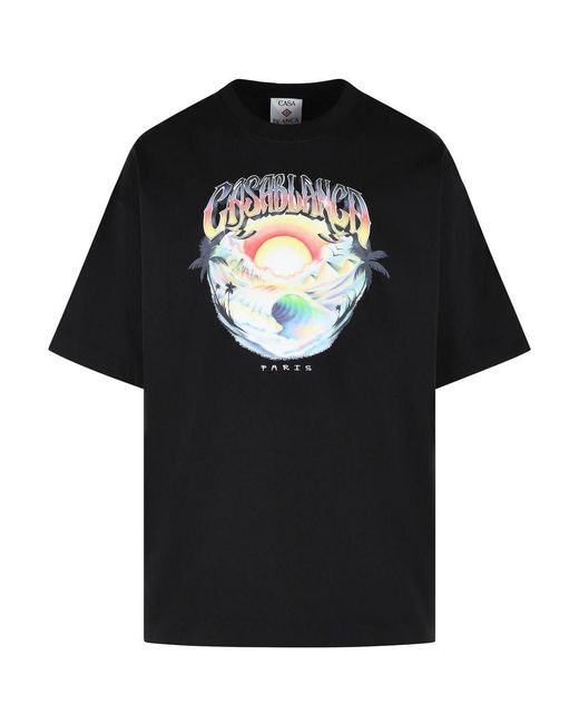 Casablanca Black Casa Airspray' Cotton T-Shirt for men