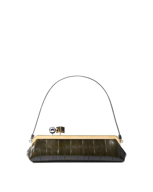 Jacquemus Green Salon Shoulder Bag Crocodile-Effect