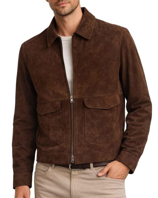 Franzese Collection Brown Dark Bonded Suede Jacket for men