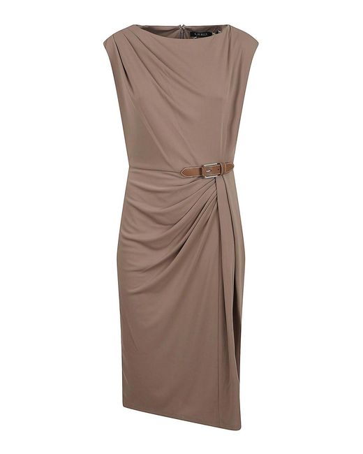 Ralph Lauren Brown Belt-Detail Midi Dress