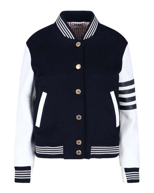 Thom Browne Blue 4-Bar Bomber Jacket
