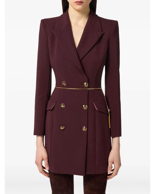 Elisabetta Franchi Purple Double-Breasted Short Dress