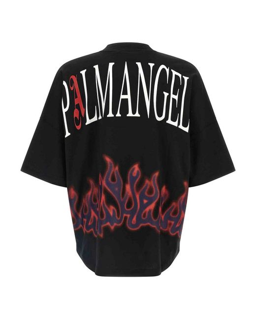 Palm Angels Black 'Flames' T-Shirt for men