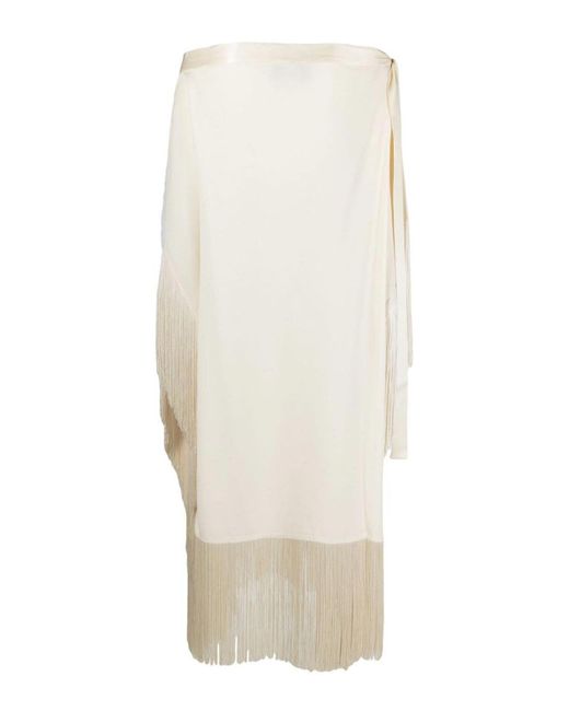 ‎Taller Marmo White Aarons Fringed Crepe Caftan