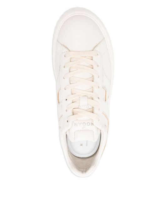 Hogan White H-Stripes Leather Sneakers