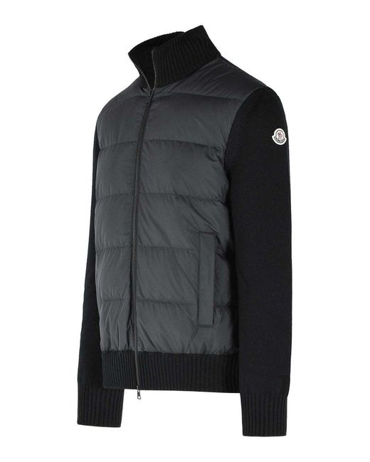 Moncler Black Tricot' Virgin Wool Cardigan for men