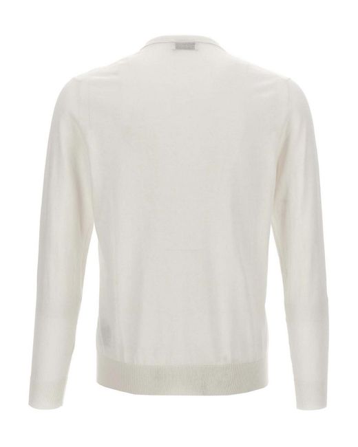 Ballantyne White Cotton Sweater for men