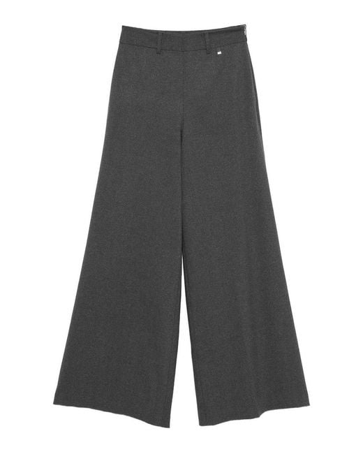Herno Gray Wide-Leg Trousers With High Waist