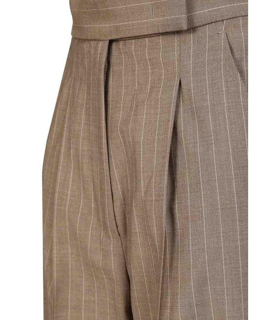 Max Mara Natural Pinstriped Trousers