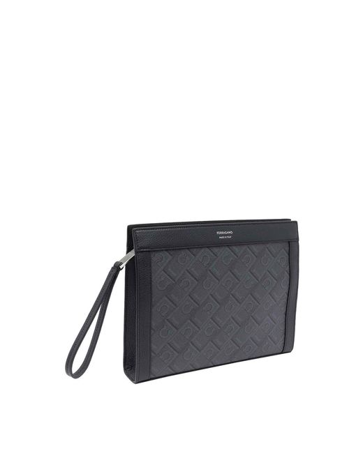 Ferragamo Gray Monogram Pouch for men