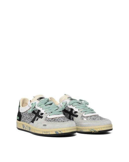 Premiata White Bskt Clayd 8165 Sneakers With Glitter