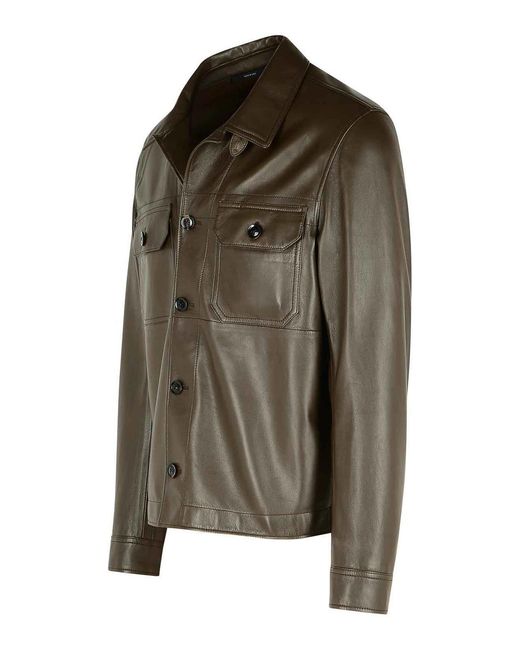 Tom Ford Brown Tobacco Leather Jacket for men