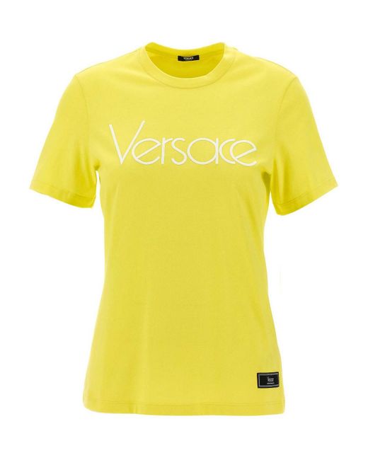 Versace Yellow Logo Embroidery T-shirt