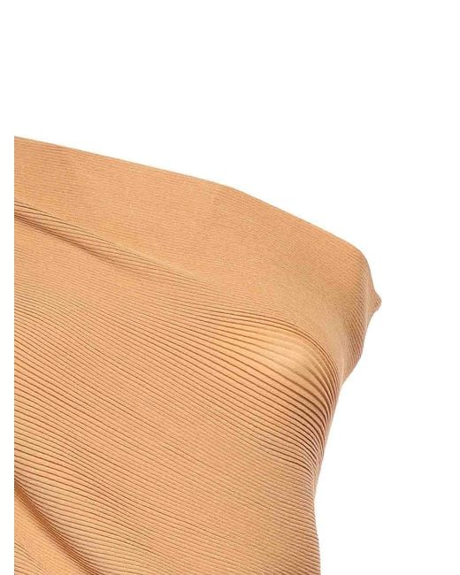 Alberta Ferretti White One-Shoulder Wool Blend Top