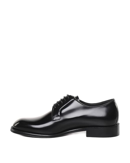 DSquared² Black Leather Classic Shoes With Logo for men