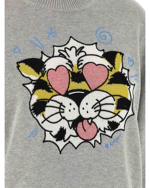 KENZO Gray Wild Tiger' Sweater