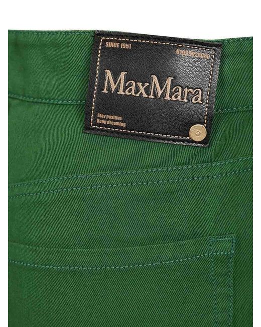 Max Mara Green Cotton And Linen Drill Trousers