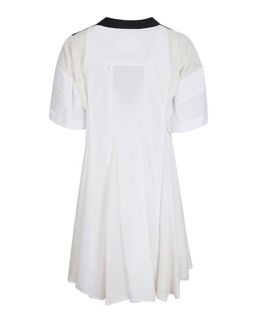 Sacai Black Poplin X Cotton Knit Dress