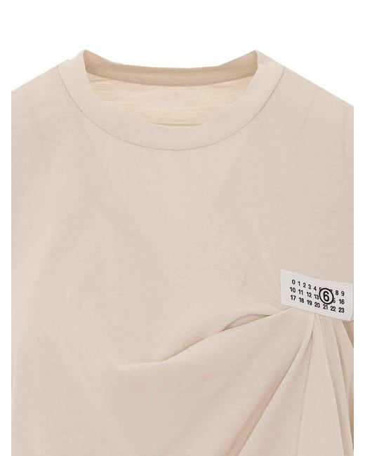 MM6 by Maison Margiela White Numeric Logo Draped T-Shirt