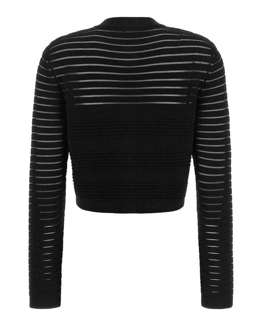 Balmain Black Semi-Transparent Stripes Cardigan