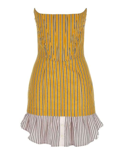 DSquared² Yellow Striped Corset Dress