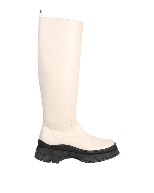 Staud White Bow Mid-Calf Boots