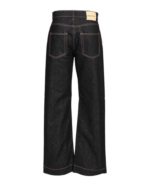 McQueen Black Wide Leg Jeans for men