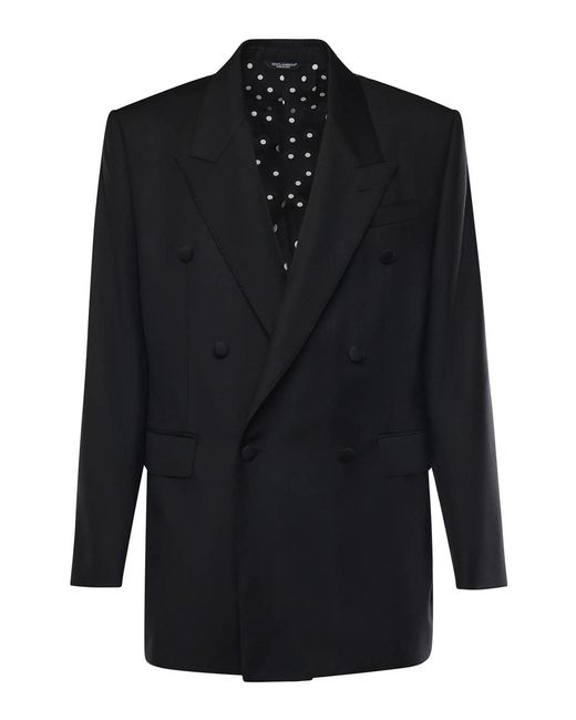 Dolce & Gabbana Black Sicilian Double-Breasted Wool Jacket for men